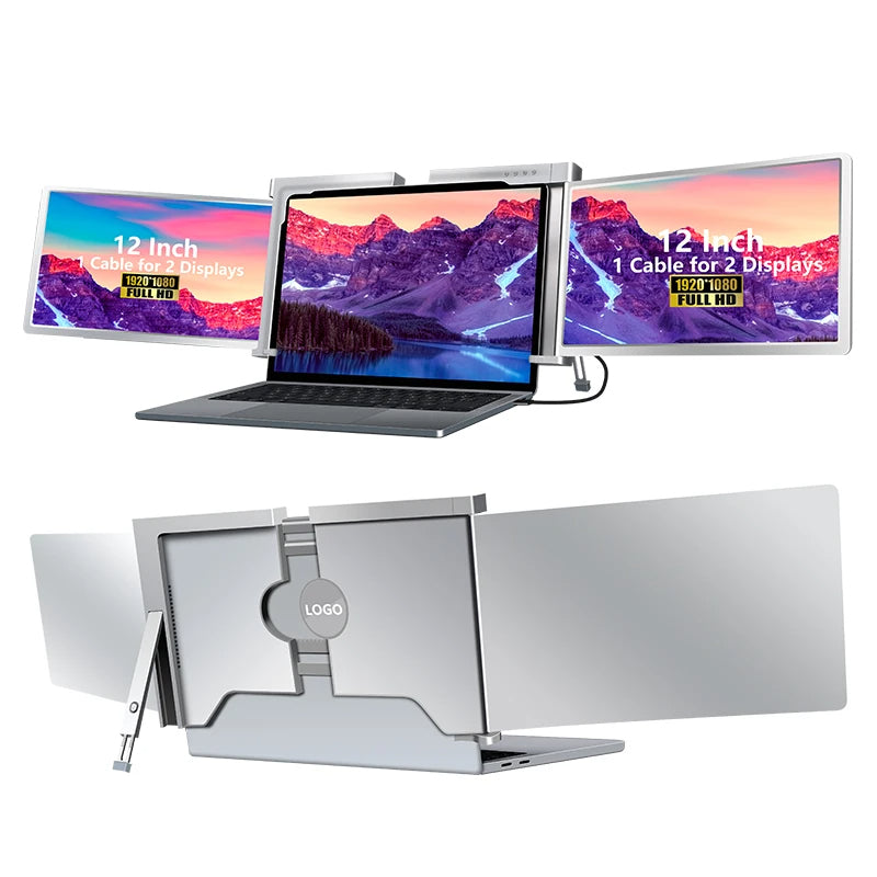 LaptopMonitors™ S200 Tri-Screen 12 Inches Extender Portable Monitor